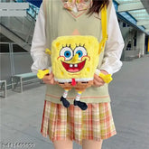 Cute fur sling bag Spongebob, soft fabric, printed net design, perfect for girls and kids, presents premium quality handbag